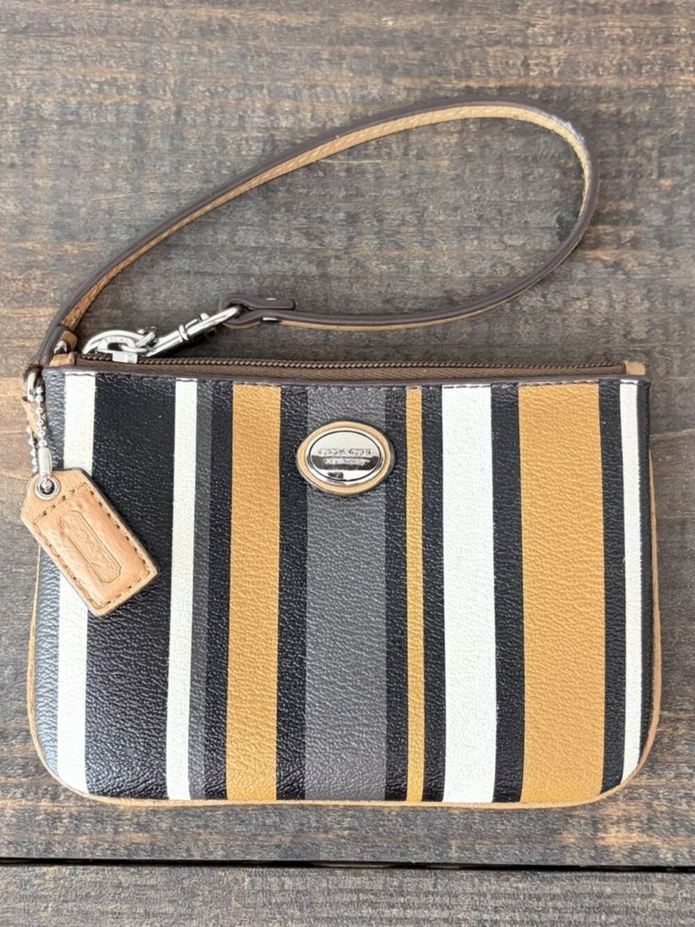 Coach Peyton Multi Stripe Canvas Small Wristlet F51691 NWOT